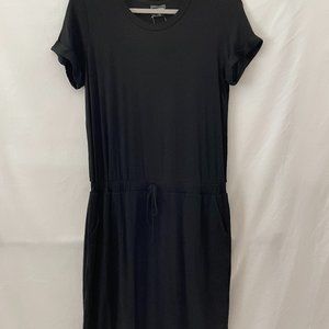NWT 32 Degrees Cool Womens Black Round Neck Waist Tie Blouson Dress Size M